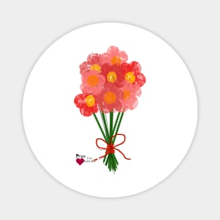 Pink Flower Bouquet for Valentines Day Magnet